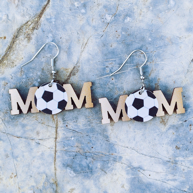 Wholesale Mother's Day Sports Style Wooden Earrings